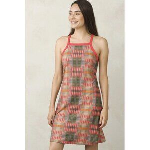 Prana Ardor Dress Racerback Shelf Bra Red Brown Carmine Desert Geo Large